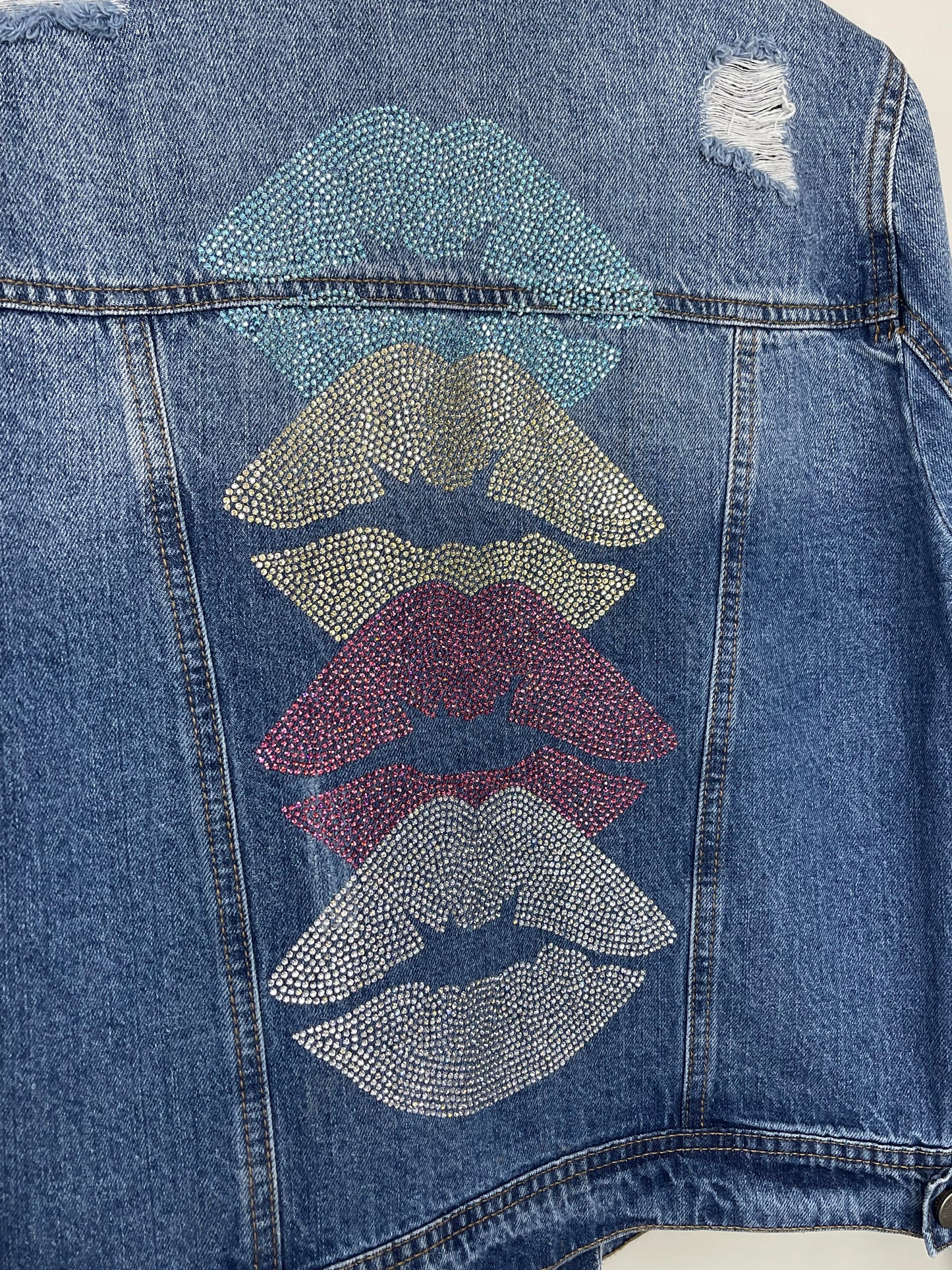 Jacket, Blue Denim, Lips Line Up