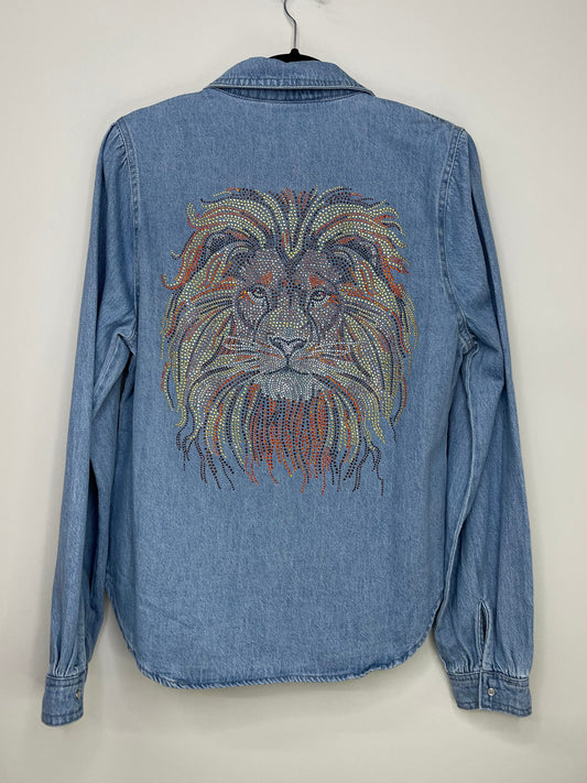 Shirt, Denim Shirred, Lion