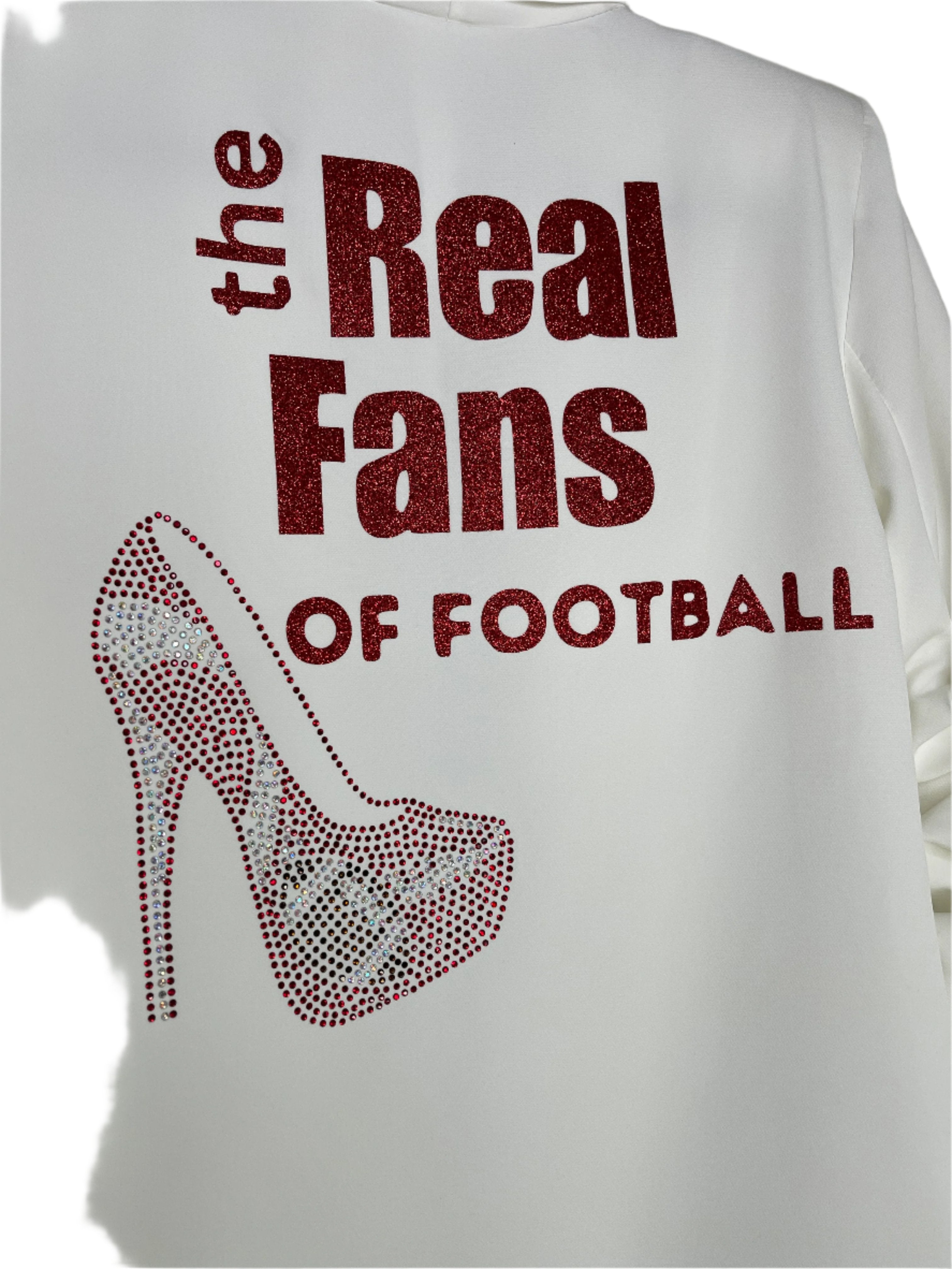 Game Day Blazer, Ruched White, Real Fans of Football Red