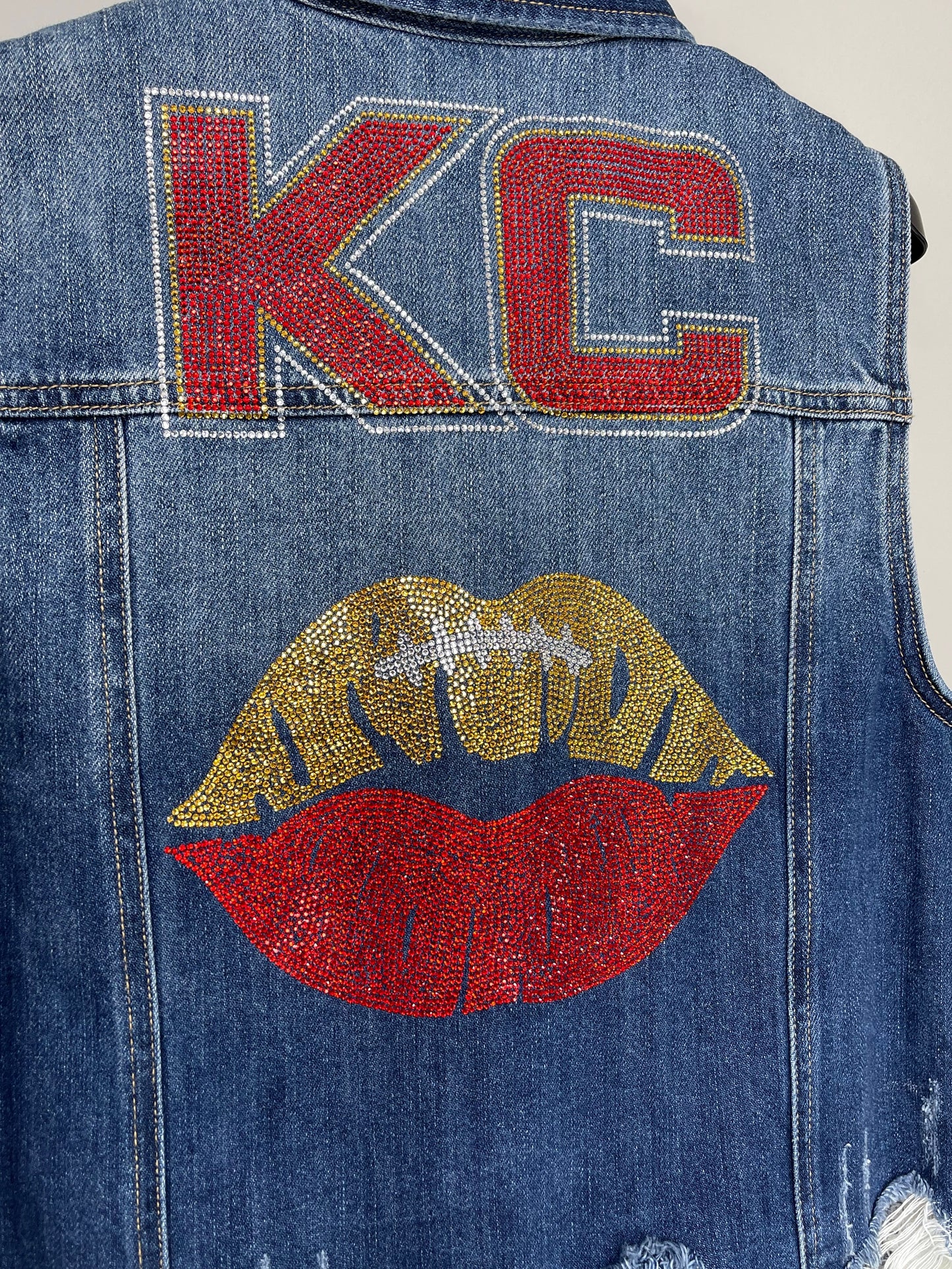 Game Day Vest, Denim, KC Lips