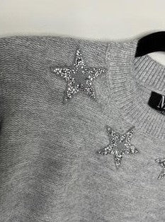 Sweater, Crewneck Gray, Silver Stars