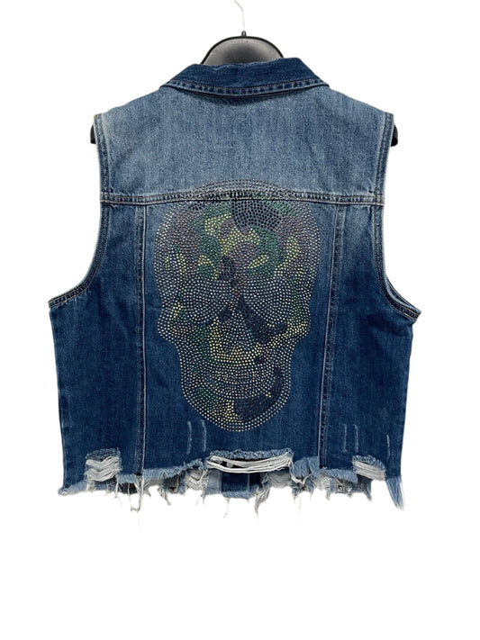 Vest, Denim, Camo Skull