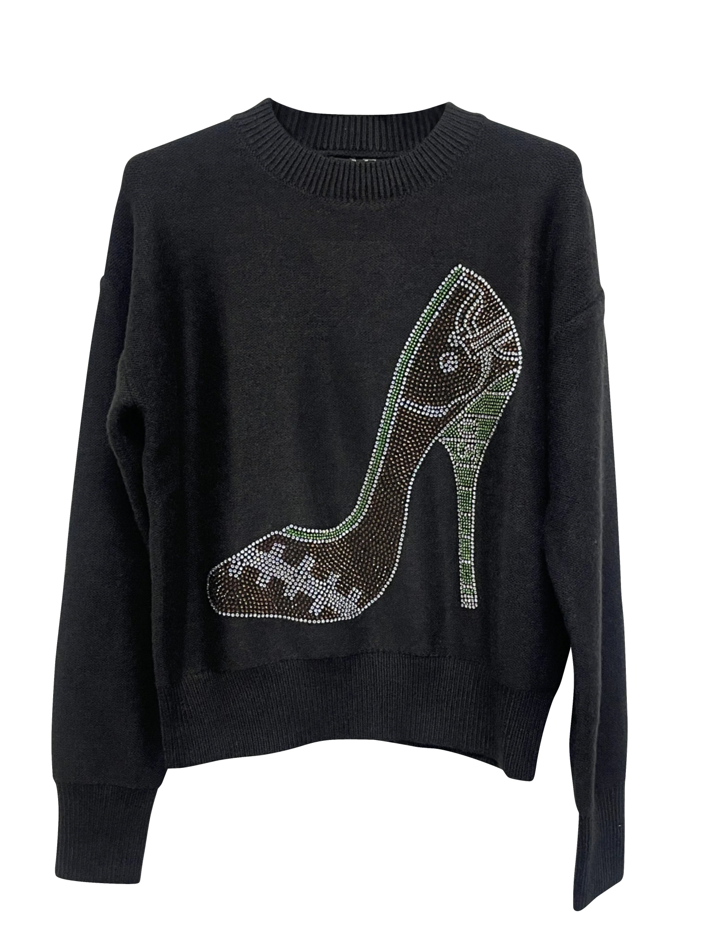 Game Day, Sweater, Crewneck Black, Football Field High Heel