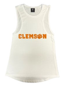 Licensed Game Day, White Tank Top, Clemson