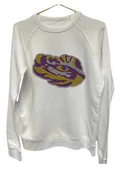 Licensed Game Day Sweatshirt, Crewneck White, LSU Tiger Eye