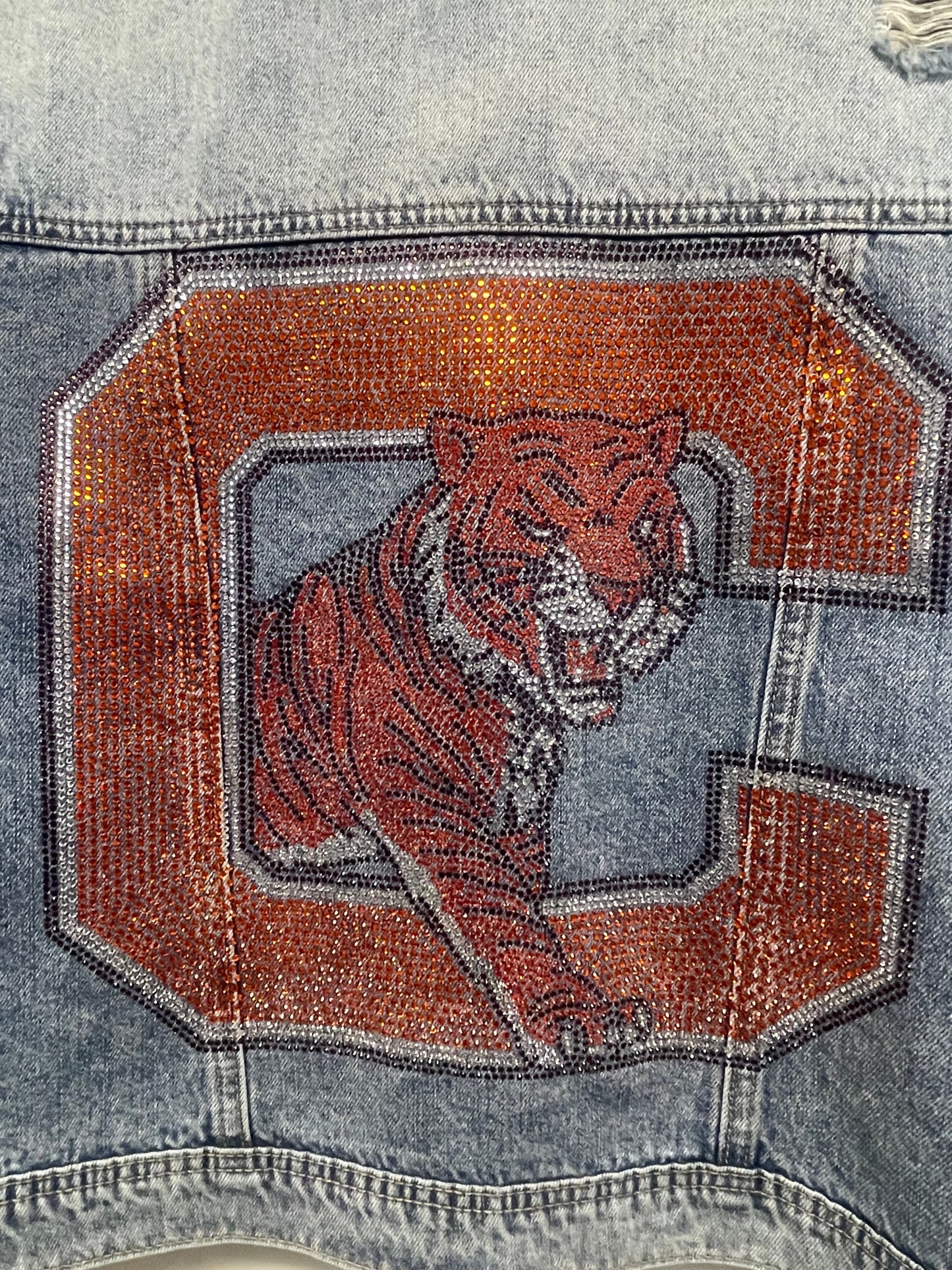 Game Day Jacket, Blue Denim, Clemson Big C and Tiger