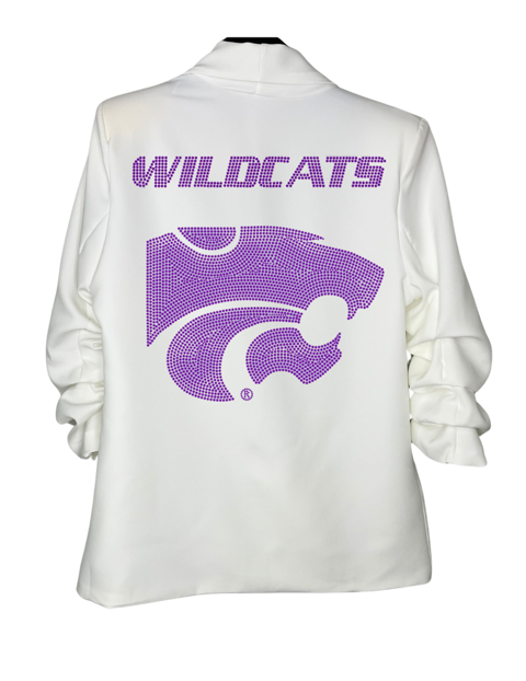 Licensed Game Day Blazer, White Ruched, Kansas State Wildcats & Head