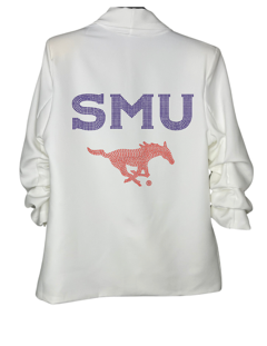 Licensed Game Day Blazer, Ruched White, SMU and Mustang