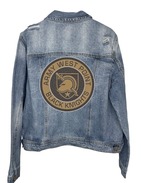 Licensed Game Day Jacket, Denim, Army West Point Circle Athena Shield