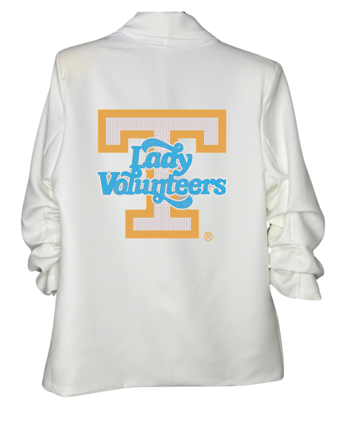 Game Day Blazer, Ruched White, Tennessee Vols Lady Volunteers T