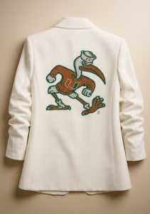 Game Day Blazer, White Ruched, University Of Miami Sebastian