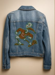 Game Day Denim Jacket, Medium Wash, University Of Miami Sebastian