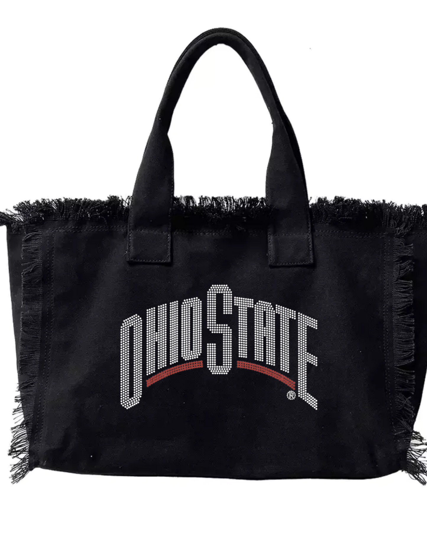 Black Canvas Tote Bag, Ohio State Curve White