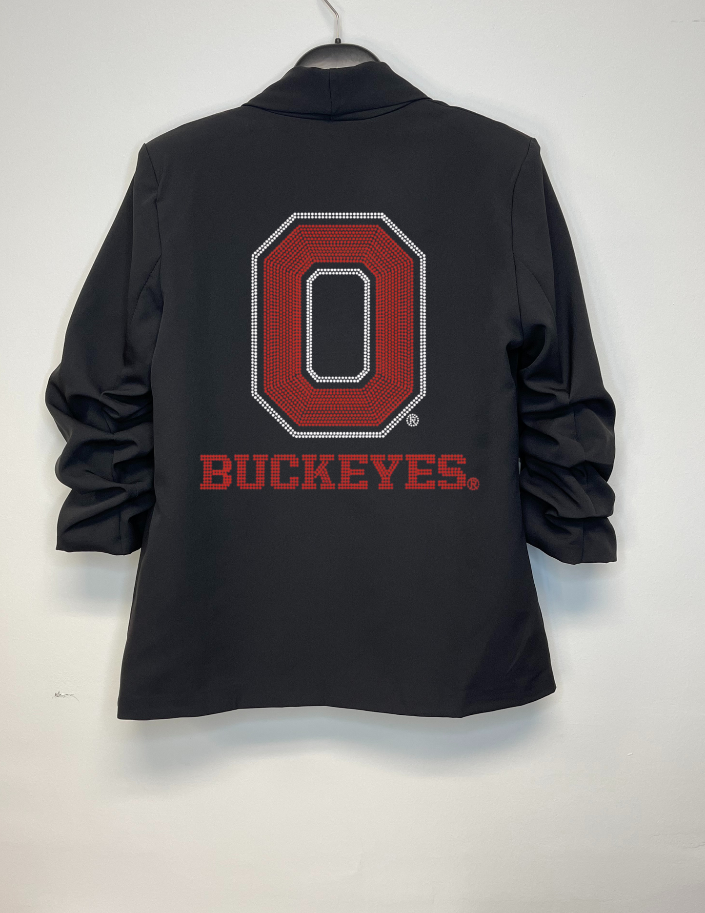 Game Day Blazer, Black Ruched, Ohio State O Buckeyes