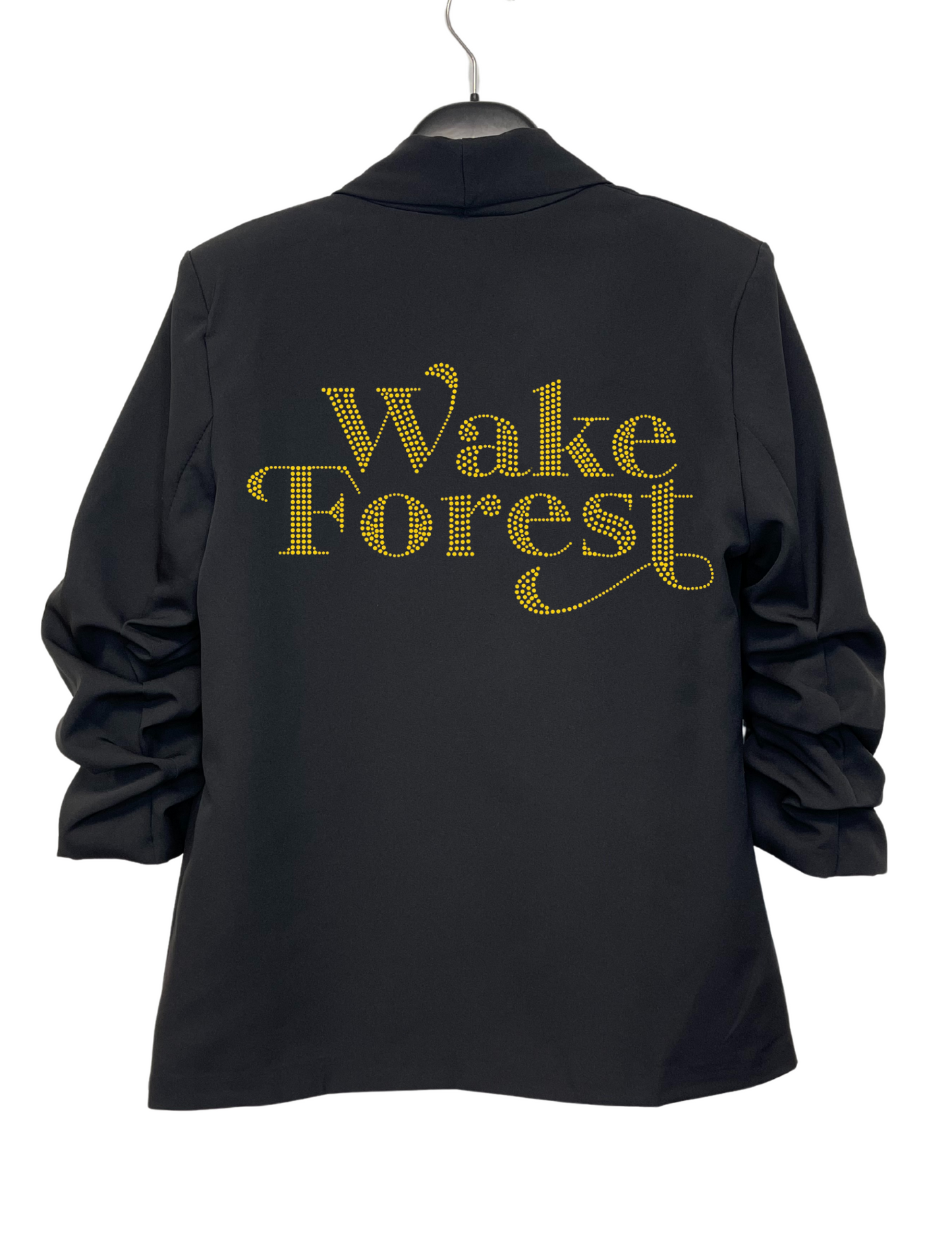 Game Day Blazer, Ruched Black, Wake Forest Script