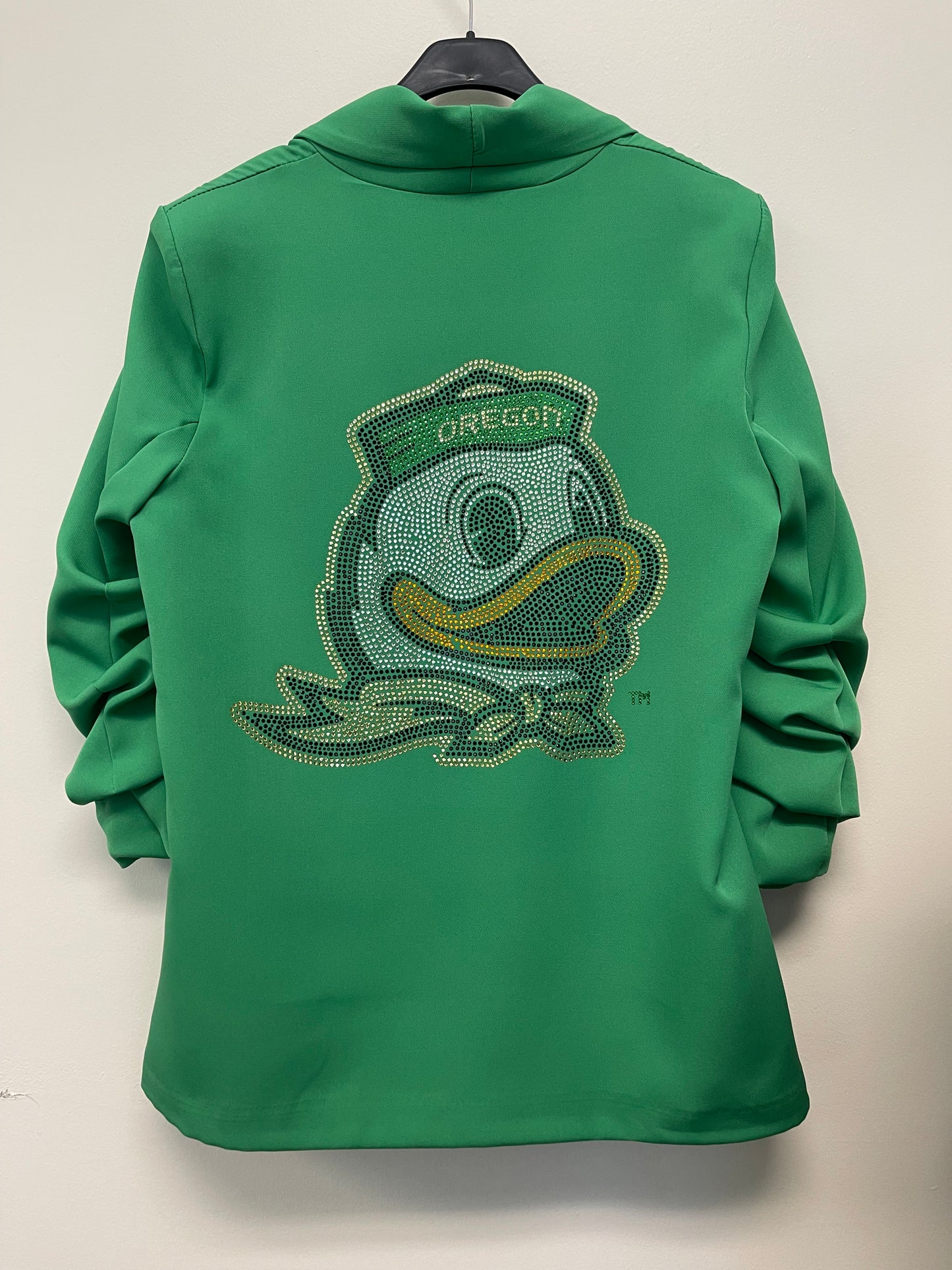 Game Day Blazer, Green Ruched, University Of Oregon Duck