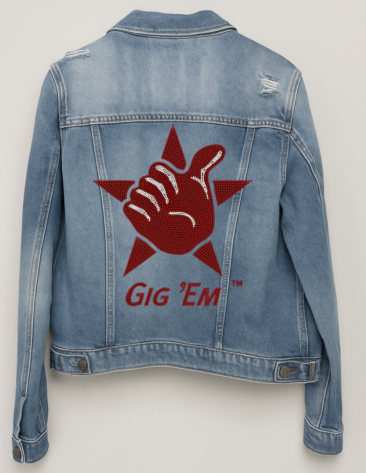 Texas A&M Gig Em Star Blue Denim Jacket