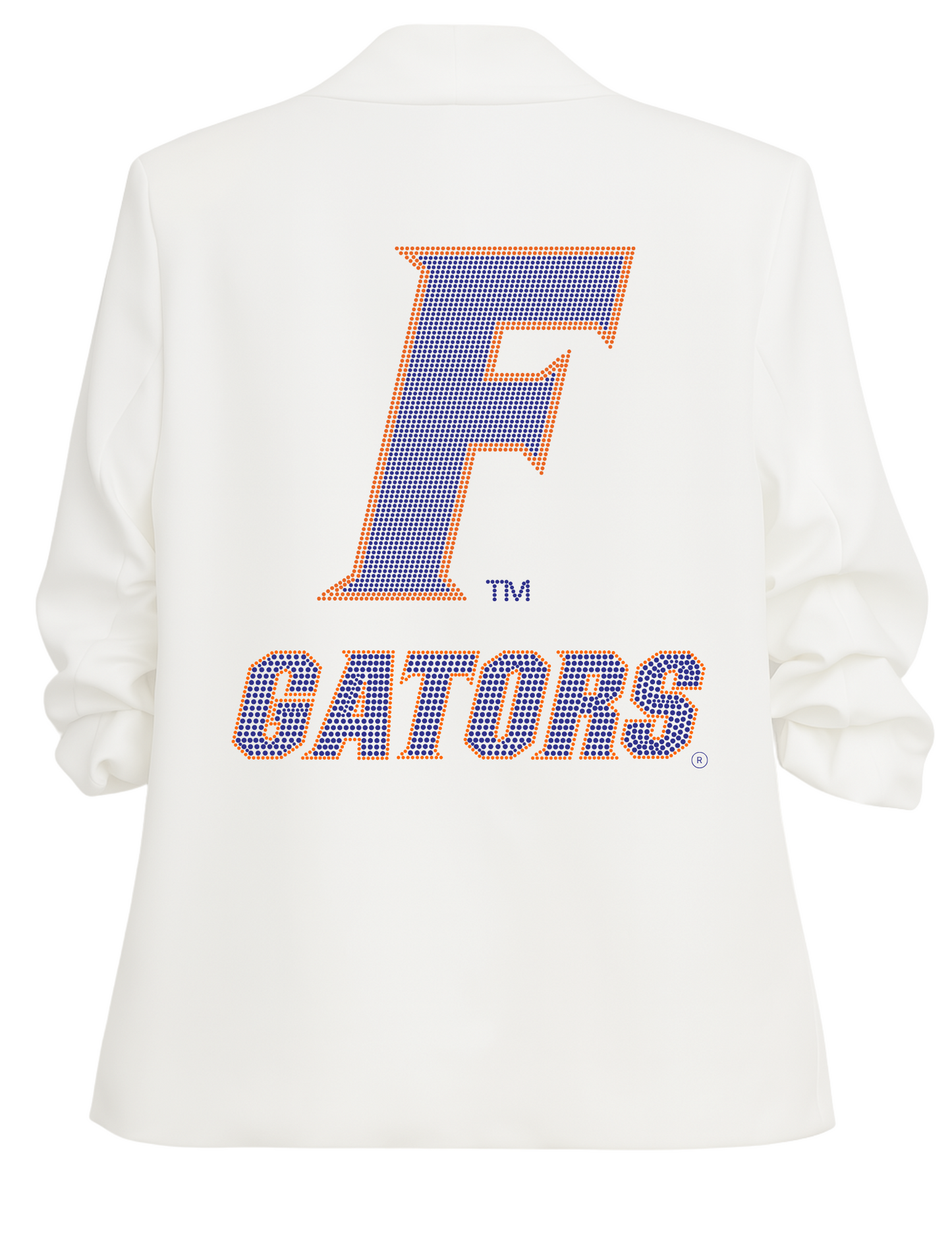 University of Florida F Gators White Ruched Sleeve Blazer