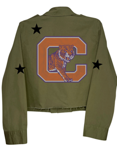 Clemson Big C and Tiger Army Green Shacket