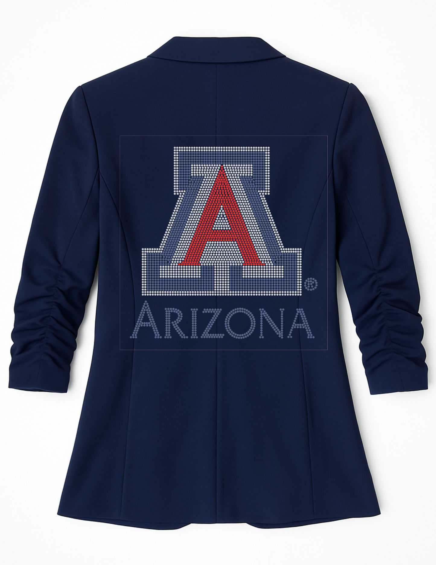 University of Arizona Block A Arizona Navy Ruched Sleeve Blazer