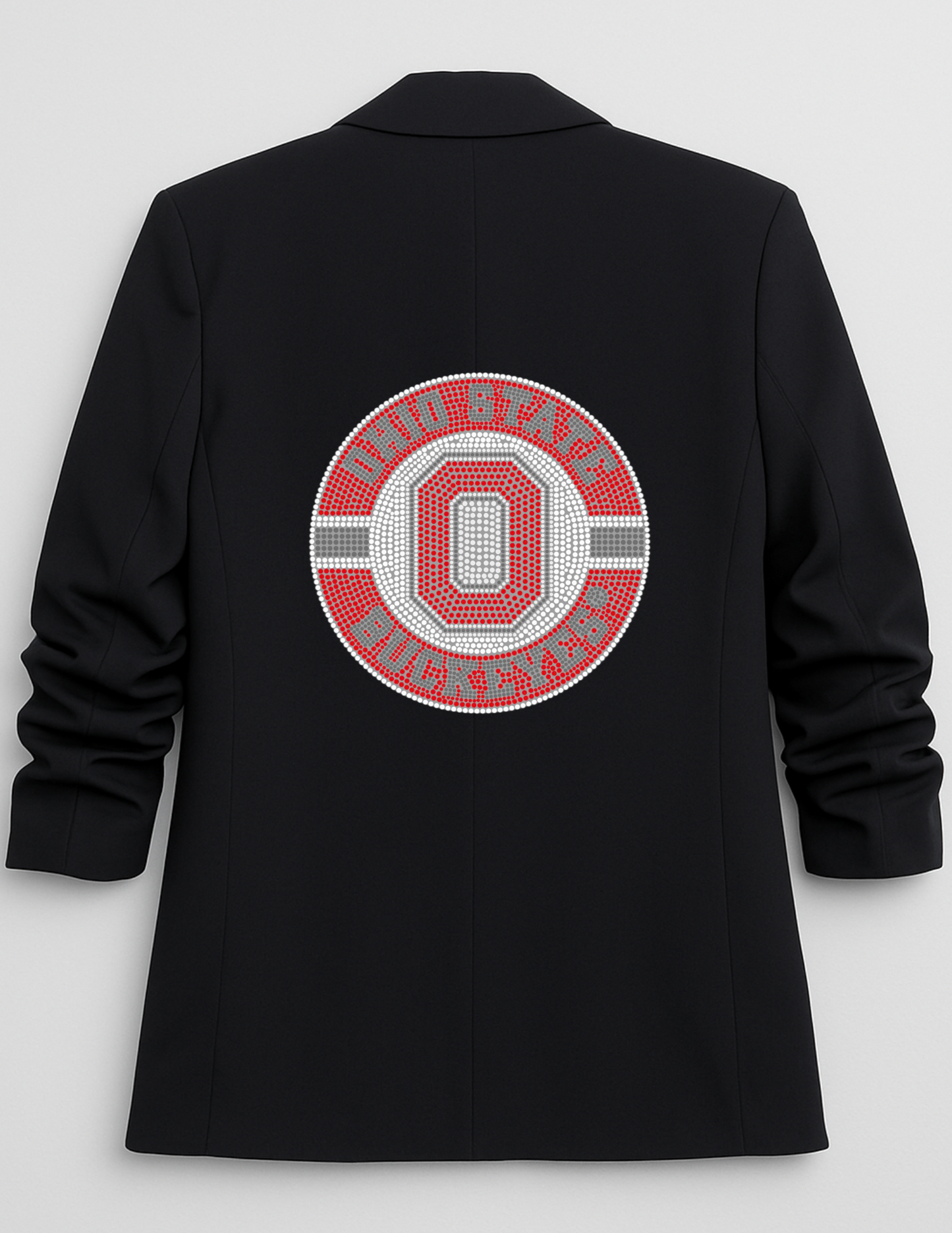 Ohio State Circle Decal Black Ruched Sleeve Blazer