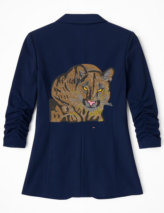 Penn State Lion Navy Ruched Sleeve Blazer