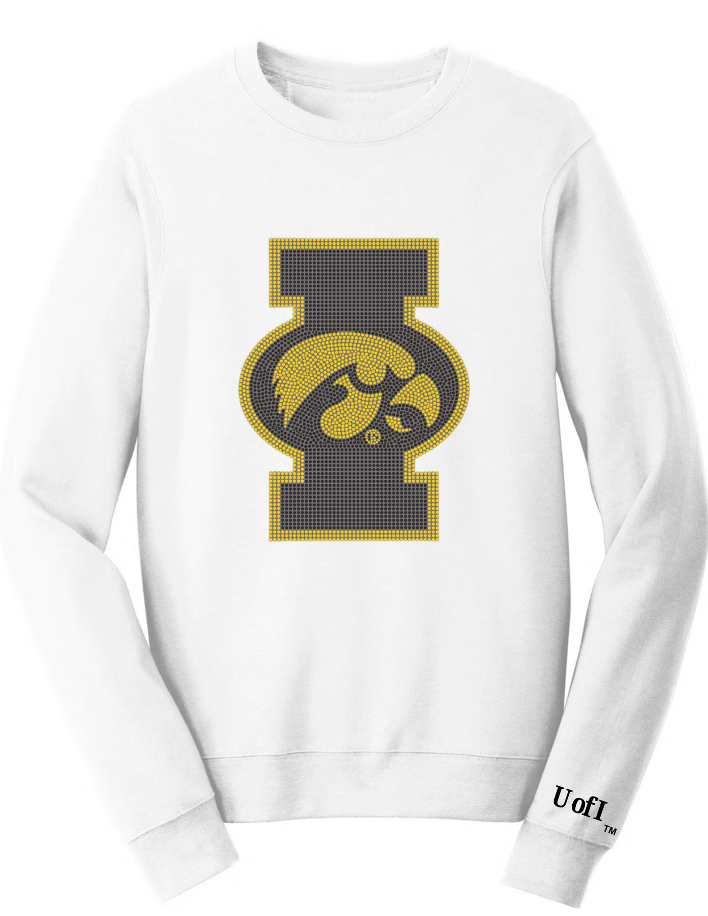 University of Iowa Block I with Tigerhawk White Crewneck Sweatshirt
