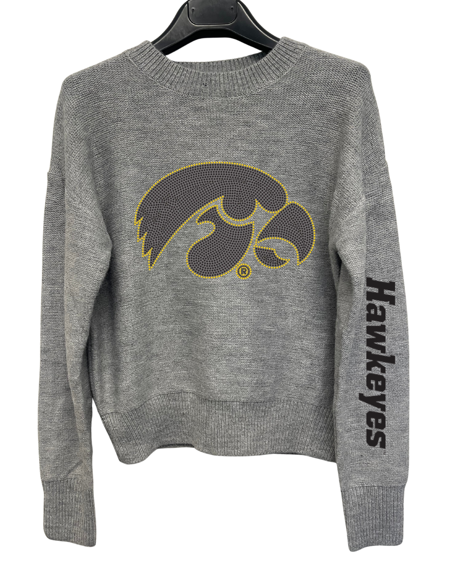 University of Iowa Black Tiger Hawk Gray Crewneck Sweater