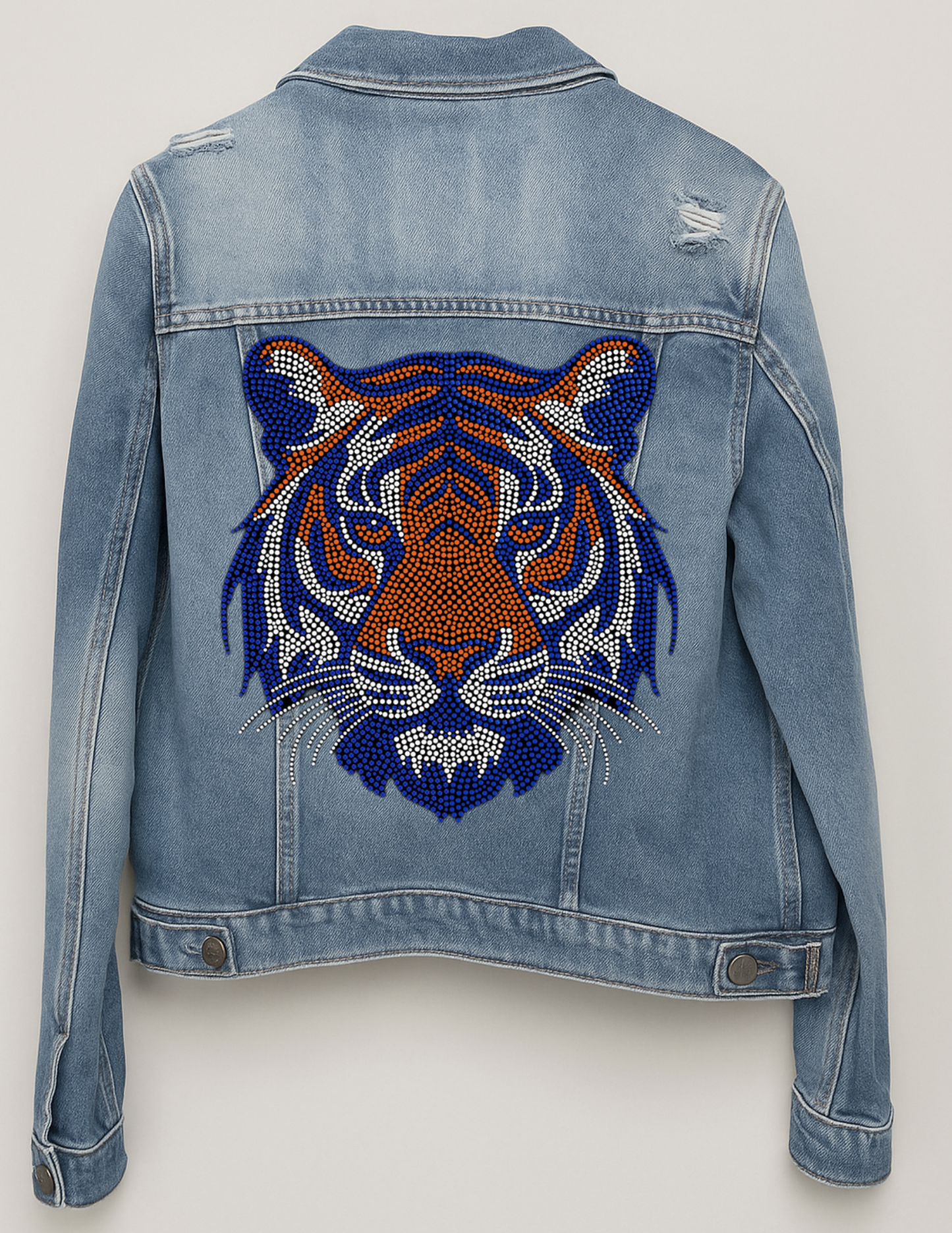 Orange & Navy Tiger Blue Denim Jacket