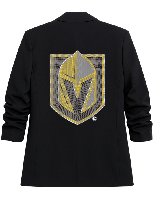 Vegas Golden Knights Shield Black Ruched Sleeve Blazer