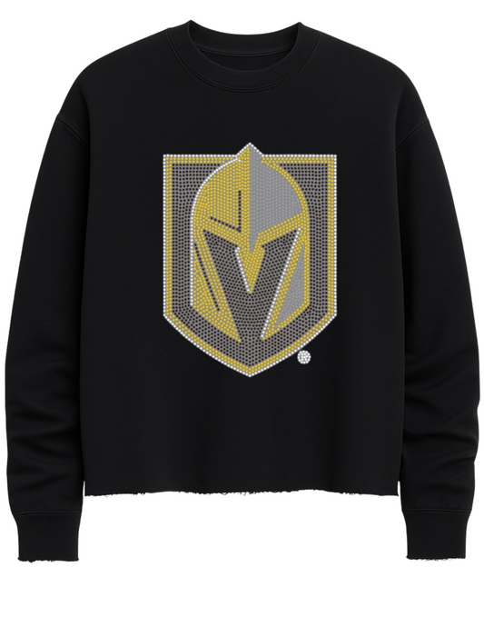 Vegas Golden Knights Shield Black Crewneck Sweatshirt