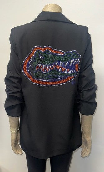 University of Florida Gator Head Black Ruched Sleeve Blazer