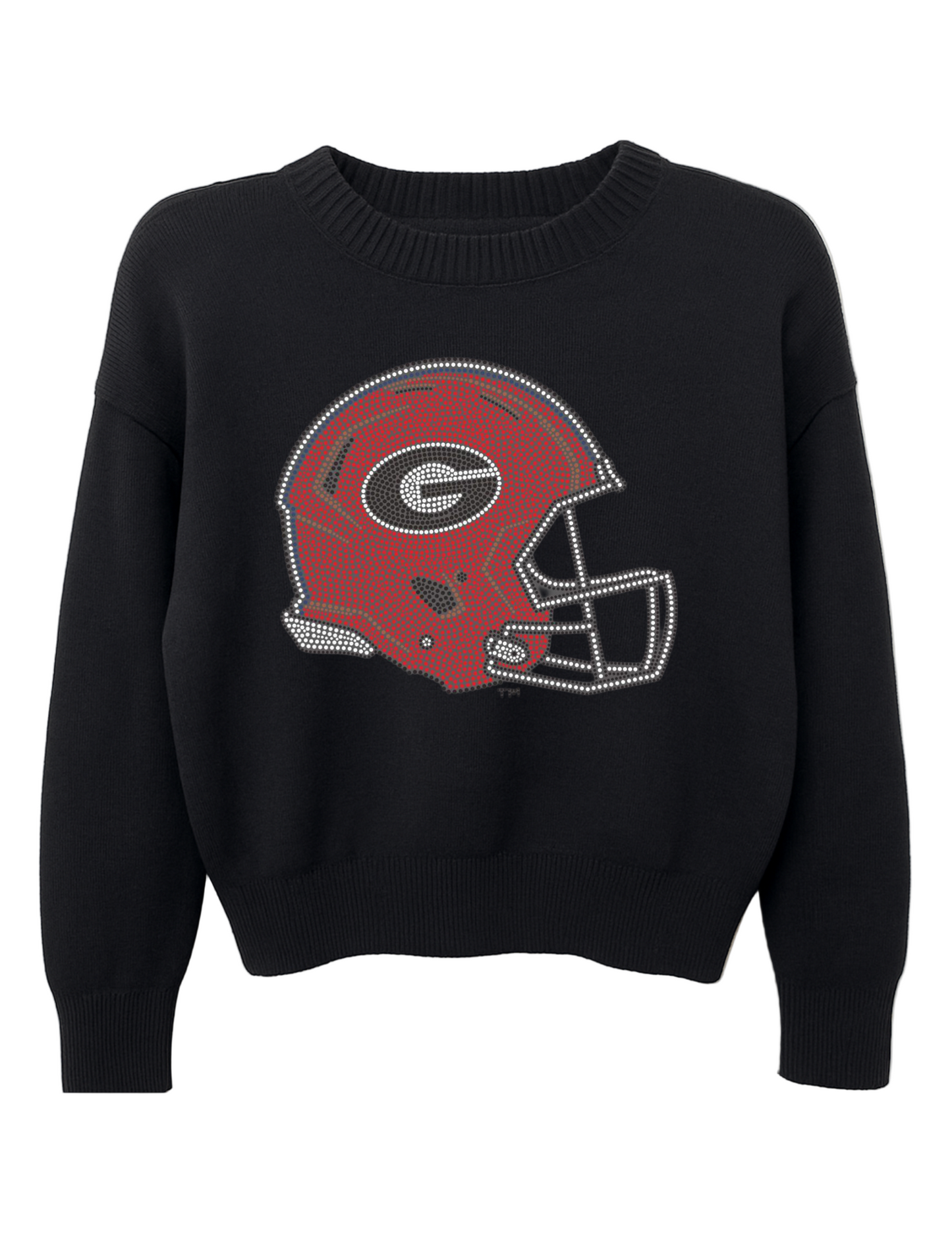University of Georgia Helmet Black Crewneck Sweater