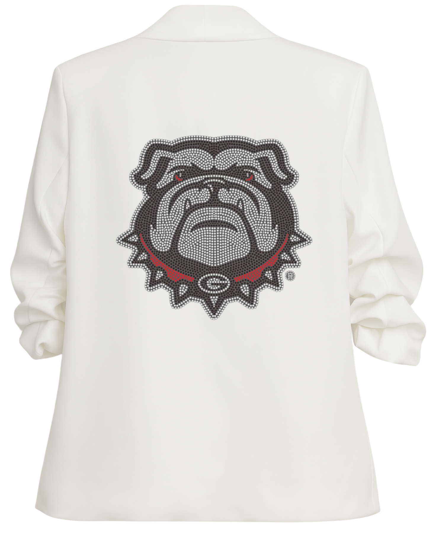 University of Georgia Bulldog White Ruched Sleeve Blazer