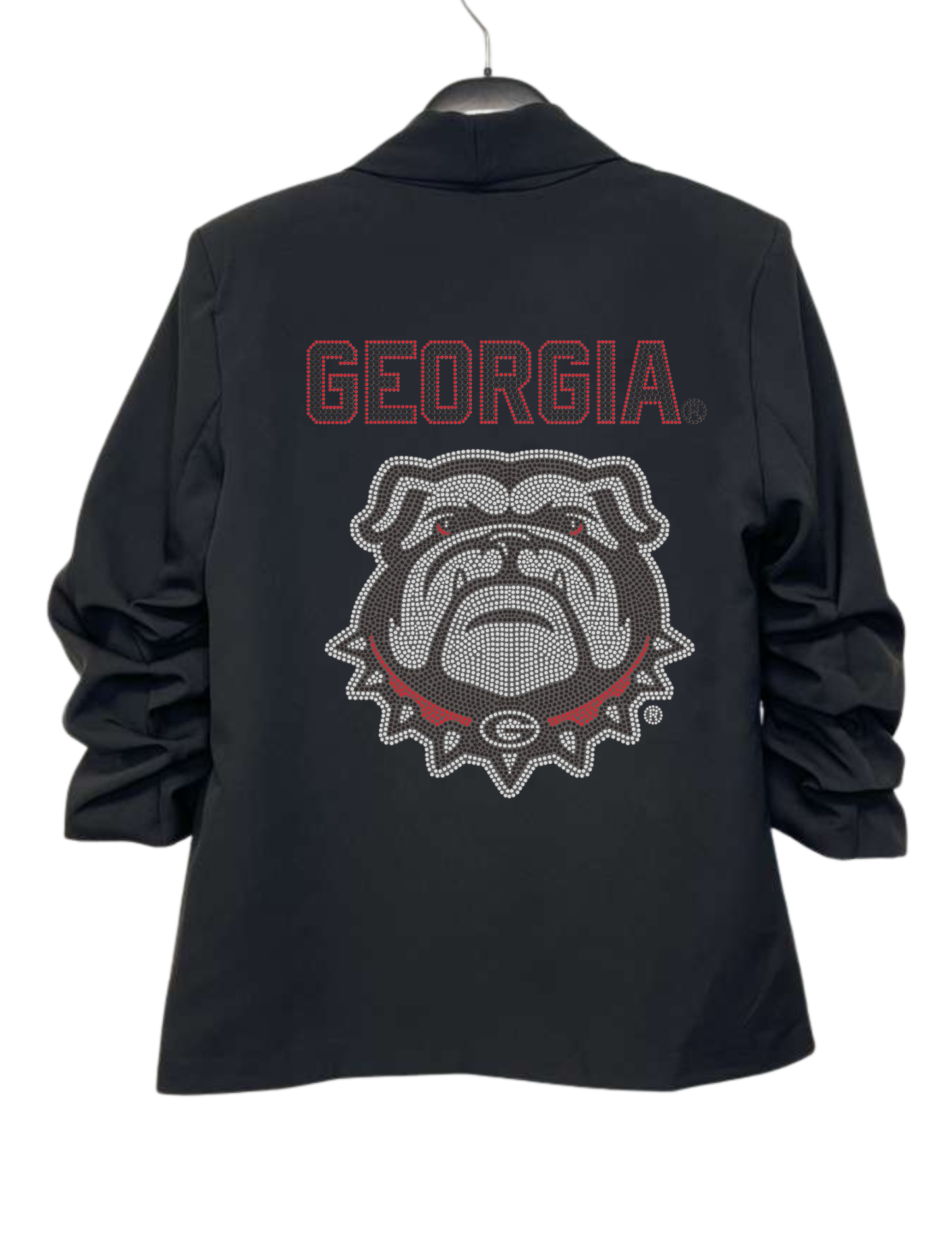 University of Georgia Bulldog & Script Black Ruched Sleeve Blazer