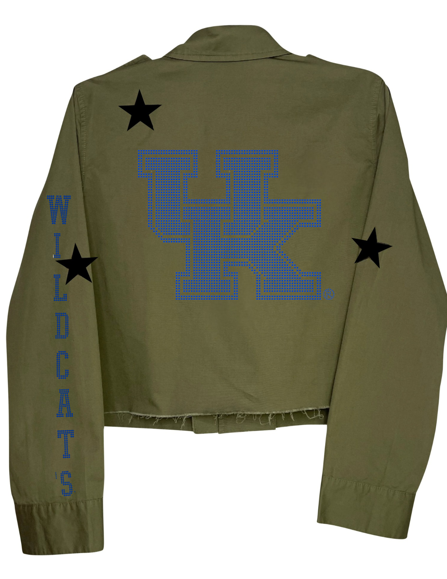 University of Kentucky Blue Interlocking UK Wildcats Army Green Shacket