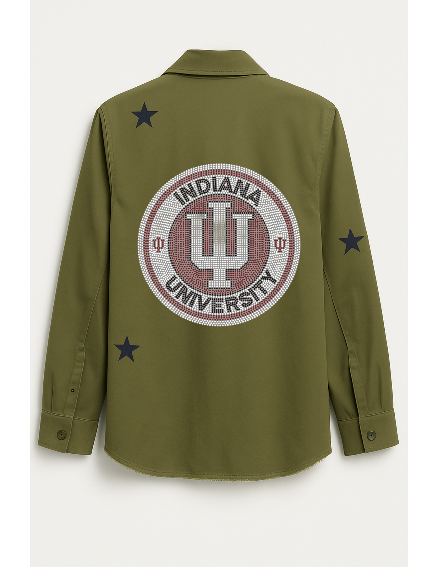 Indiana University Circle Emblem Army Green Shacket
