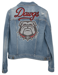 University of Georgia Bulldog Logo & Dawgs Script Blue Denim Jacket