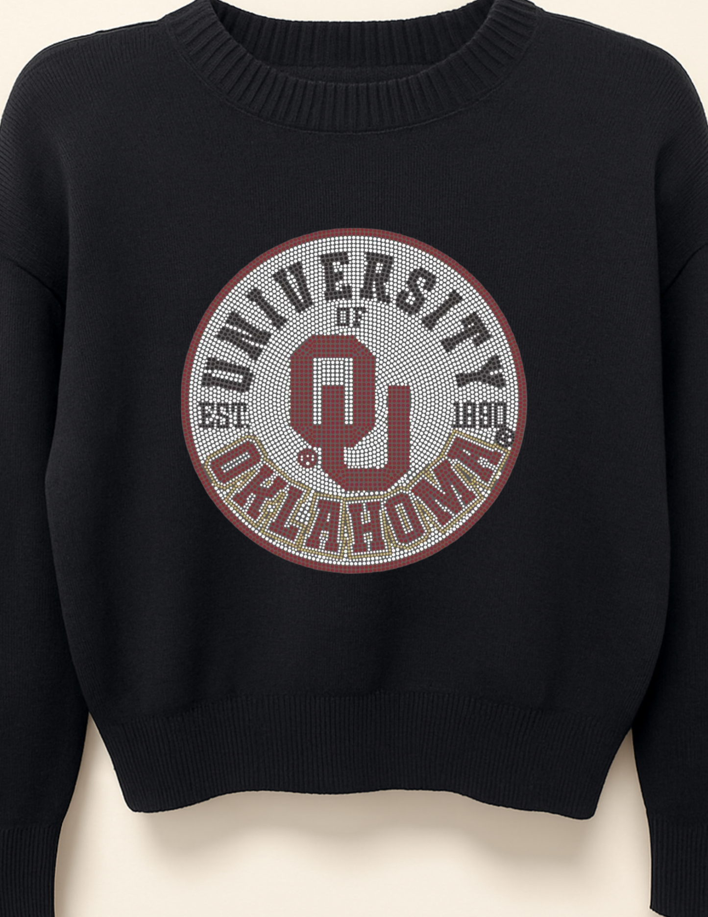 University of Oklahoma EST. 1890 Circle Black Crewneck Sweater