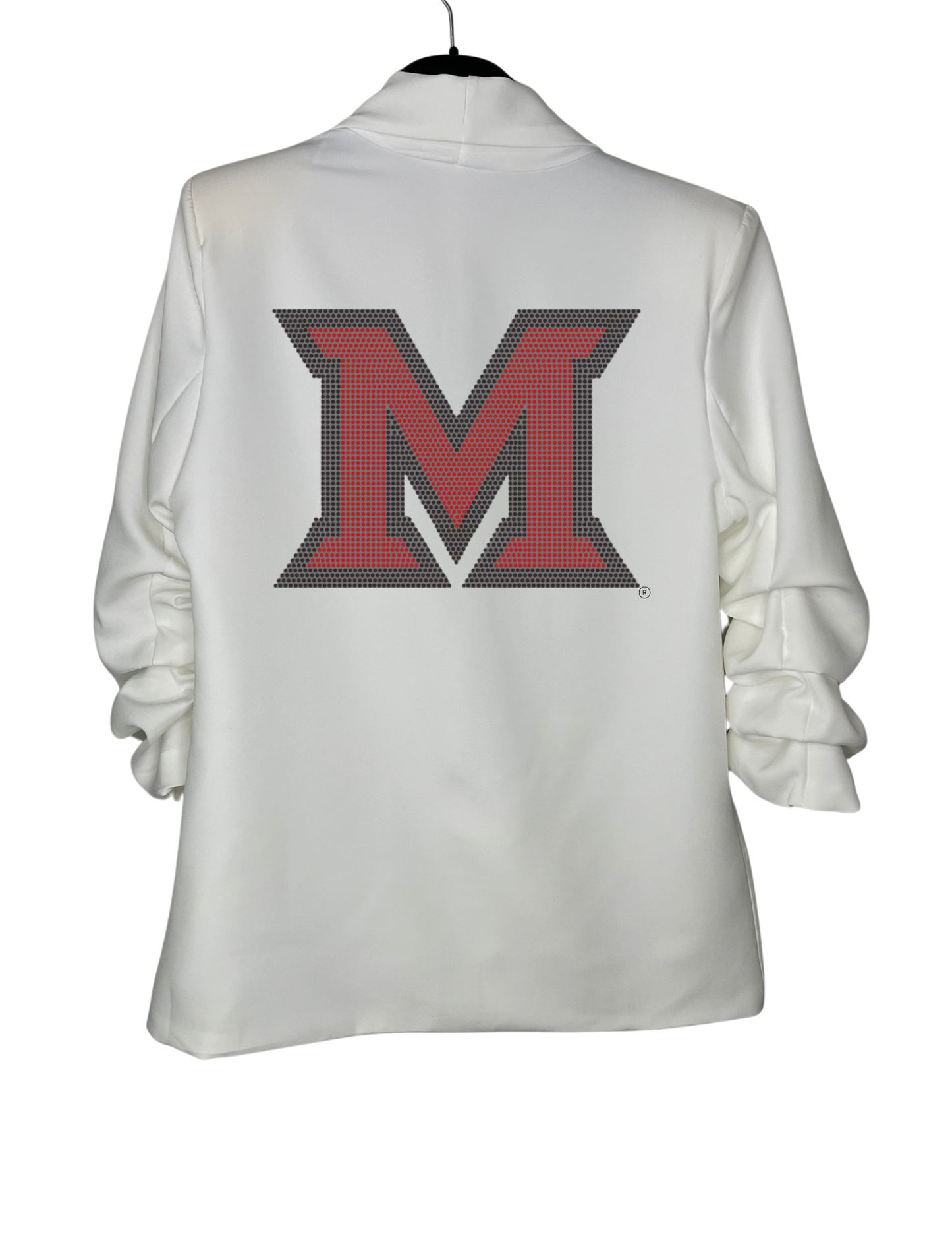 Game Day Blazer, White Ruched, Miami of Ohio M
