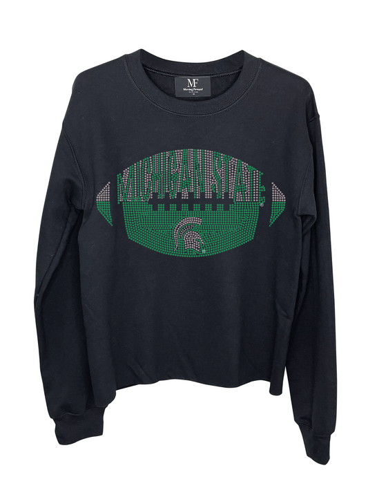 Licensed Game Day Sweatshirt, Crewneck Black, Michigan State Football