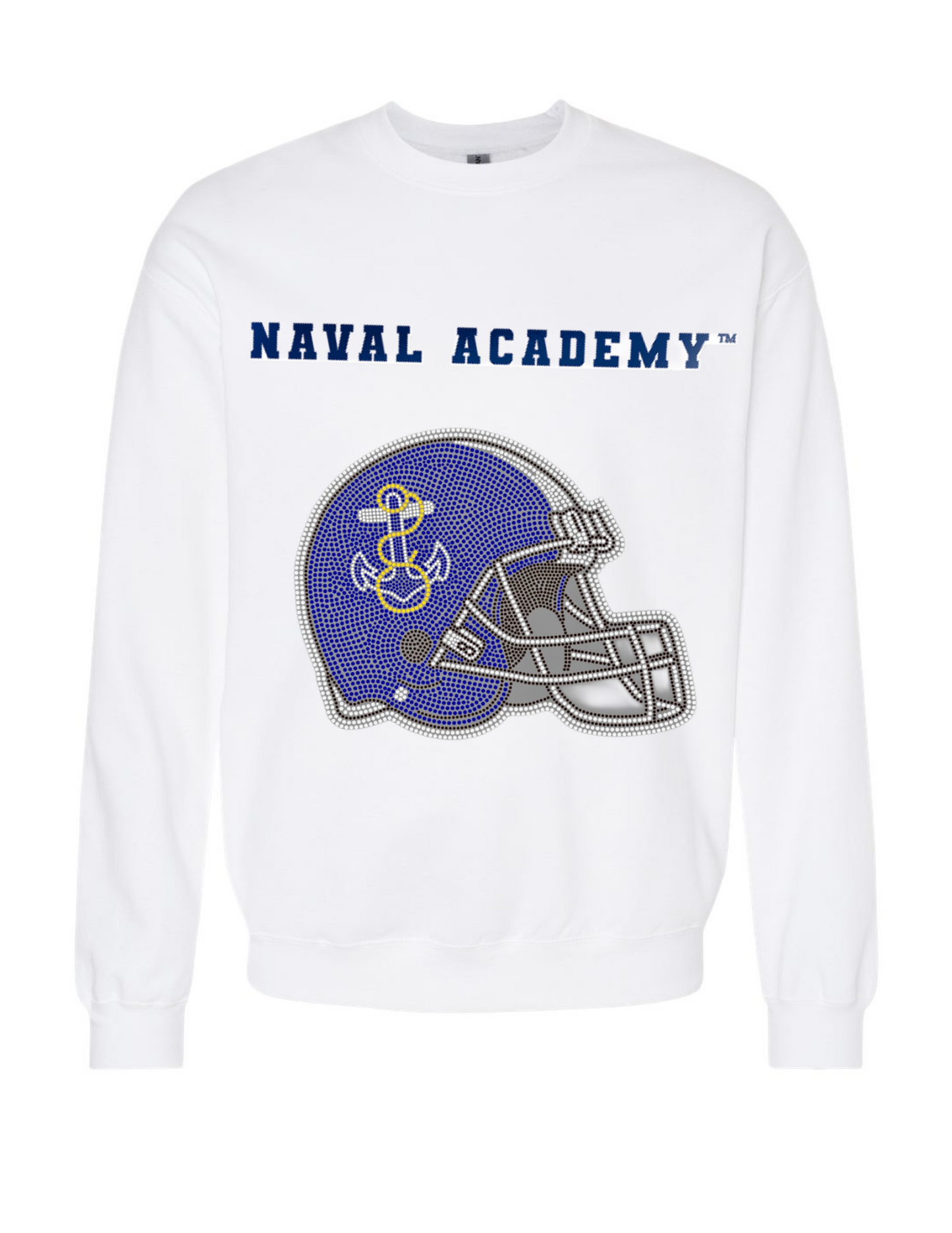 Licensed Game Day Sweatshirt, Crewneck White, Naval Academy Helmet