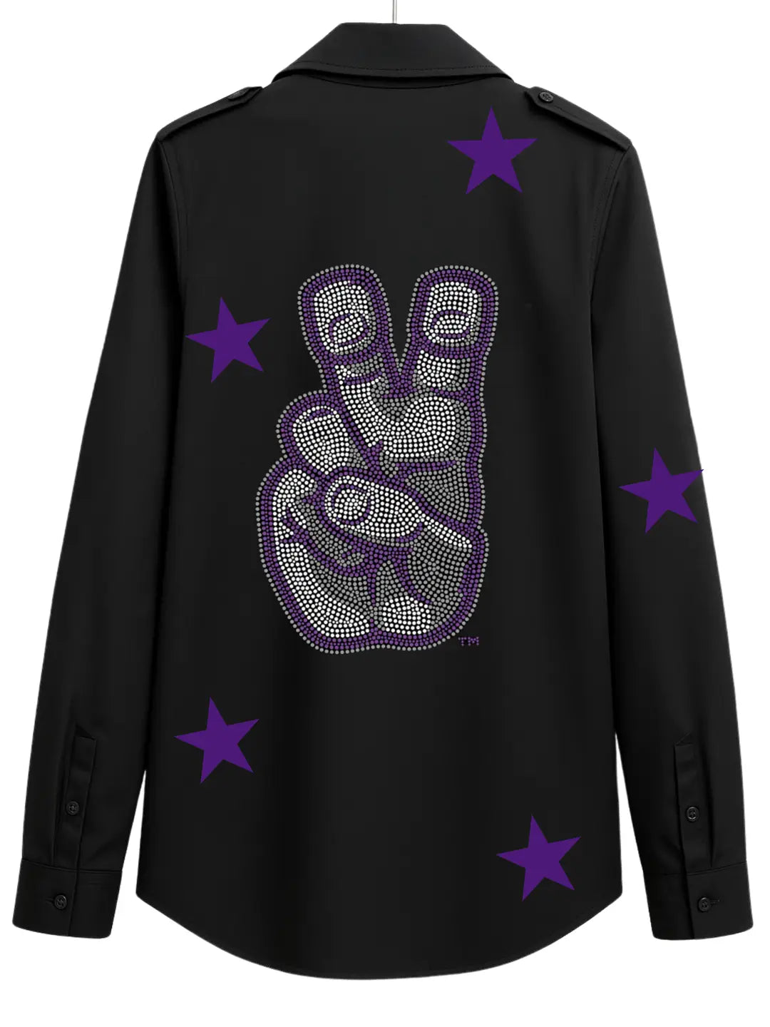 TCU Frog Horns Hand Sign Logo Black Shacket