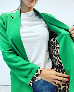Blazer, Leopard Lined Green, Tiger Face