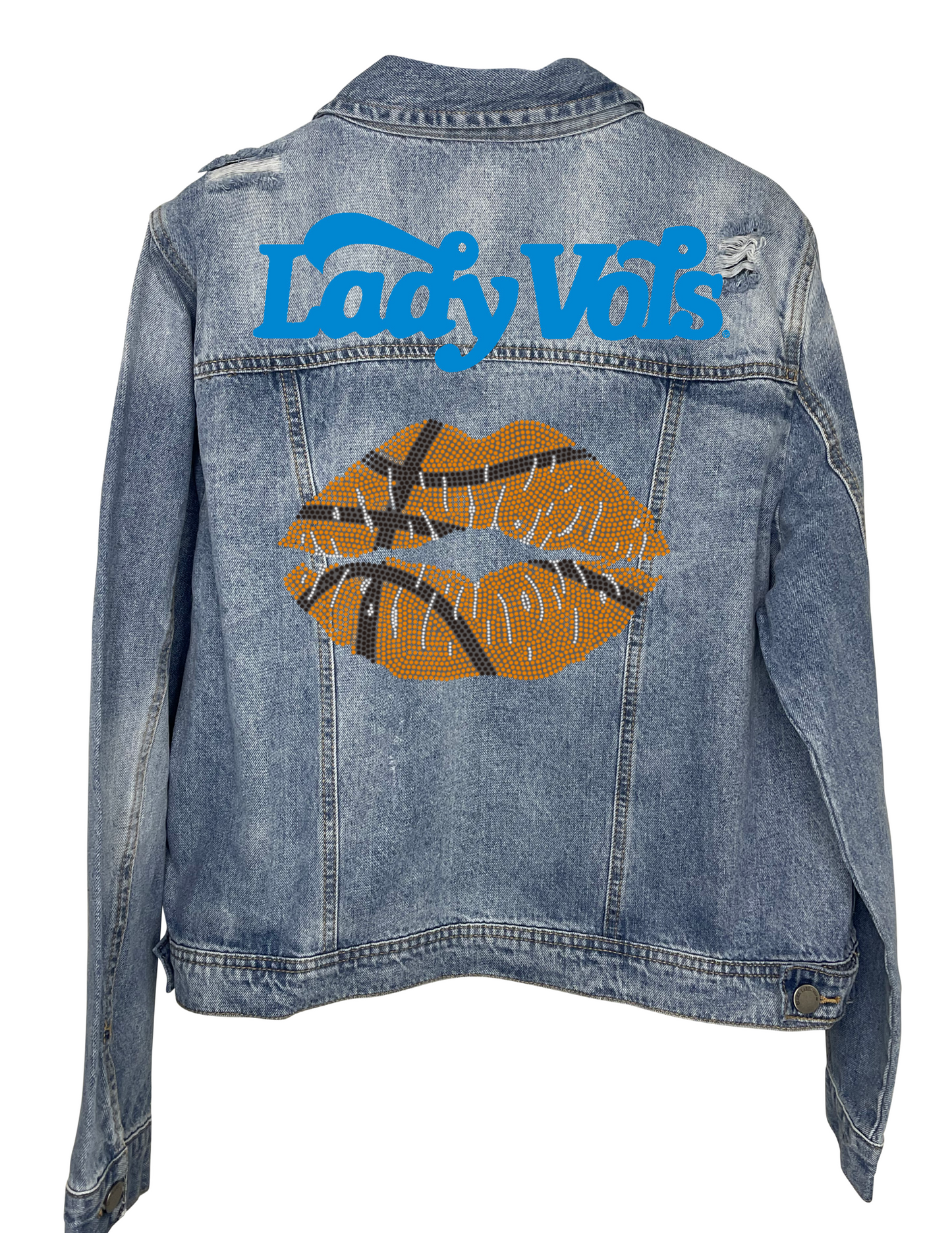 Licensed Game Day Jacket, Blue Denim, Tennessee Lady Vols and Crystal Basketball Lips