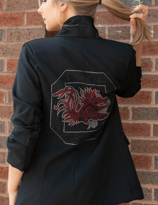 Game Day Blazer, Black Ruched, University of South Carolina, Gamecocks