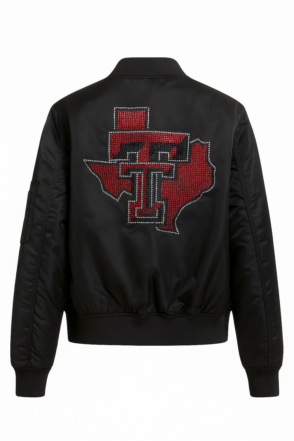 Texas Tech TT Map w/ Wreck Em on arm Black Bomber