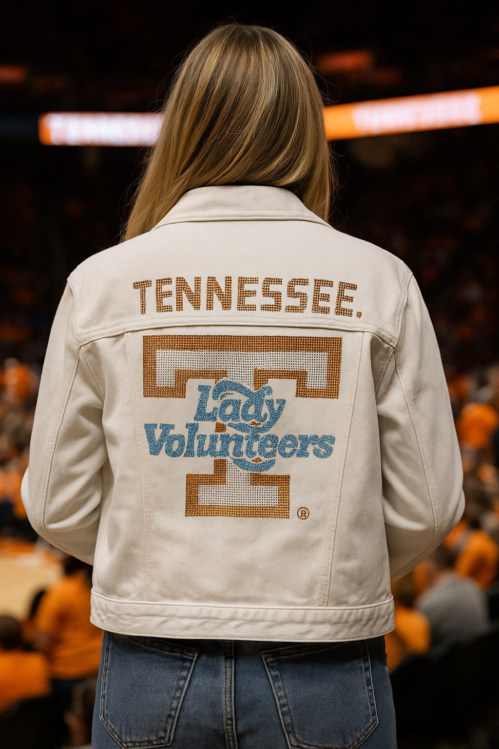 Game Day Jacket, White Denim, Tennessee Lady Vols T