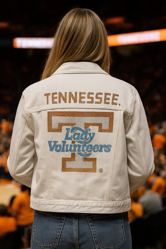 Game Day Jacket, White Denim, Tennessee Lady Vols T