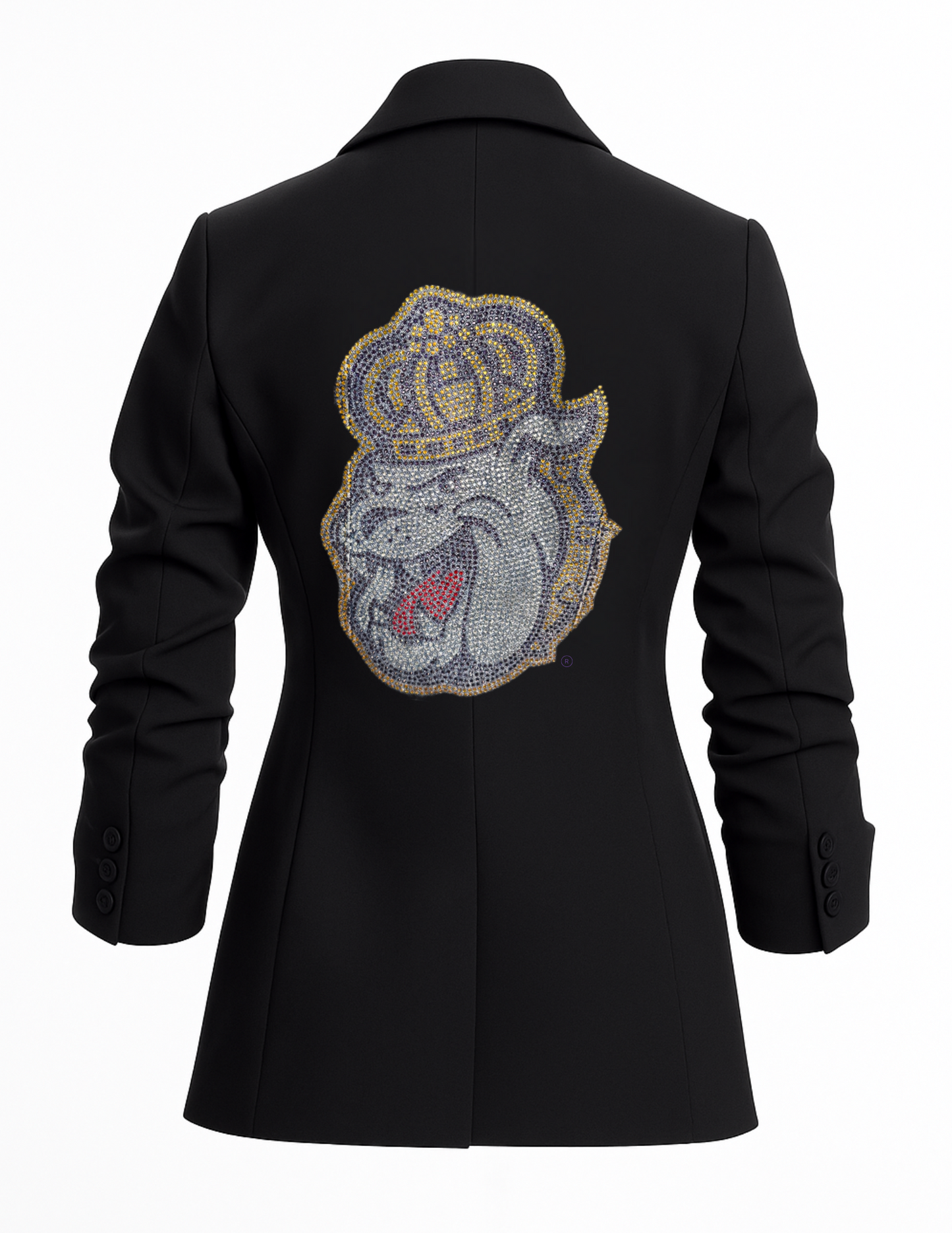 Game Day Blazer, Black Ruched, Crystal JMU Dog